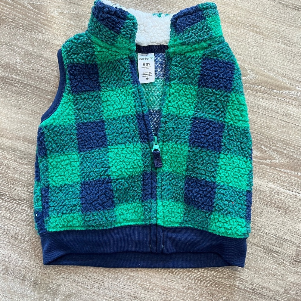 Carter's Vibrant Green and Blue Fleece Vest